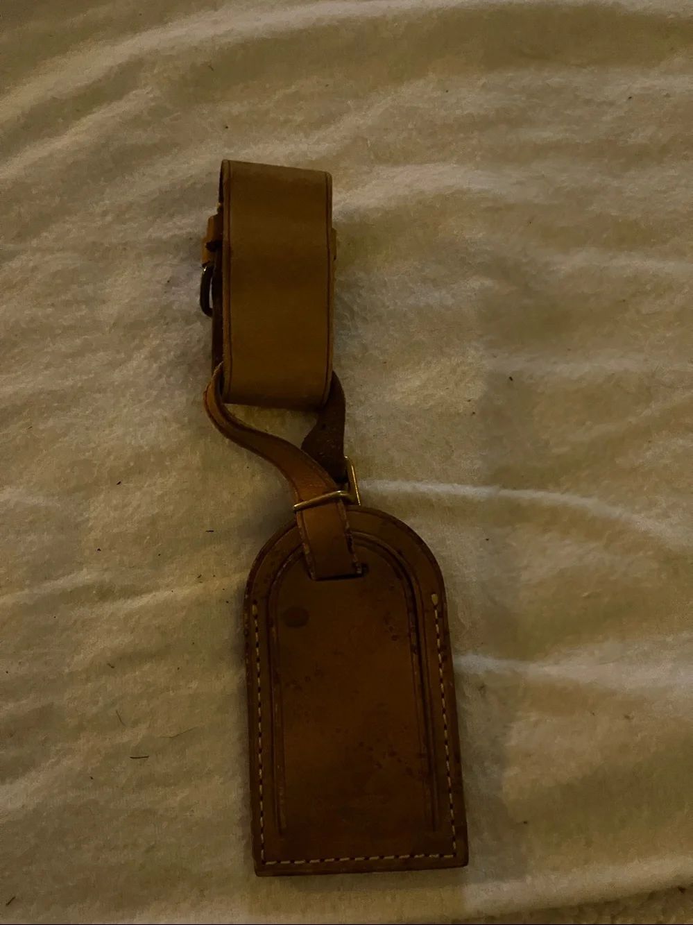 LV Leather Luggage Tag - Tan
